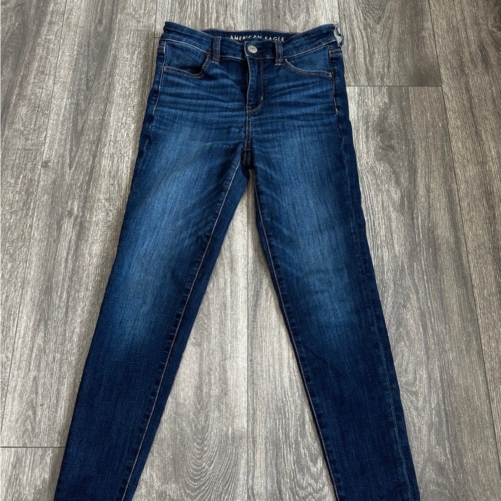 American Eagle Outfitters Women's Dark Blue Skinny Jeans ( Hi-Rise Jegging )